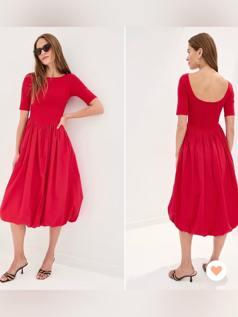 Le Bop Red Scoop-Back Midi Dress, size 8/10